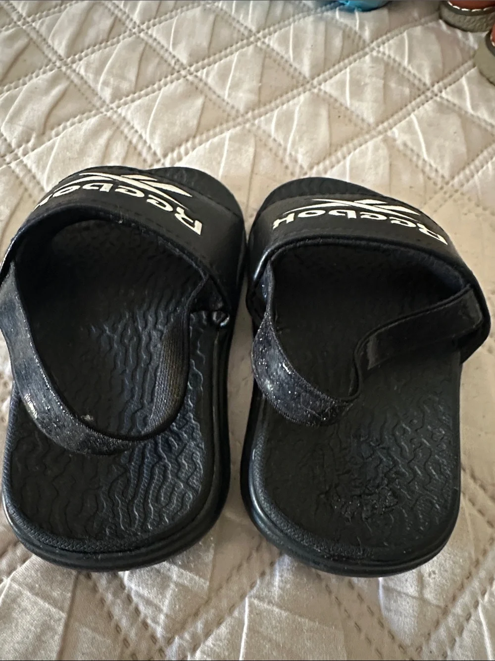 Reebok Kids Black Slide Sandals with White Logo